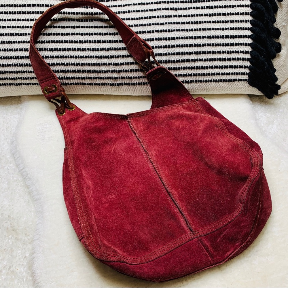 Lucky Brand Suede Hobo Bag In Rust